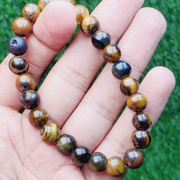 Tiger Eye and Lava Beaded Relationship Bracelets, Couple Bracelet, BS41059 - Picture 1 of 15